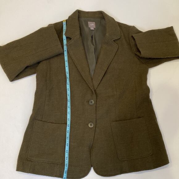 J. Jill Green Woven Blazer Jacket Button Closure EUC Sz MP Wool Green Women’s - Picture 11 of 12